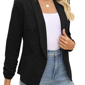 POGTMM Women 3/4 Sleeve Blazer Open Front Cardigan Jacket Work Office Blazer